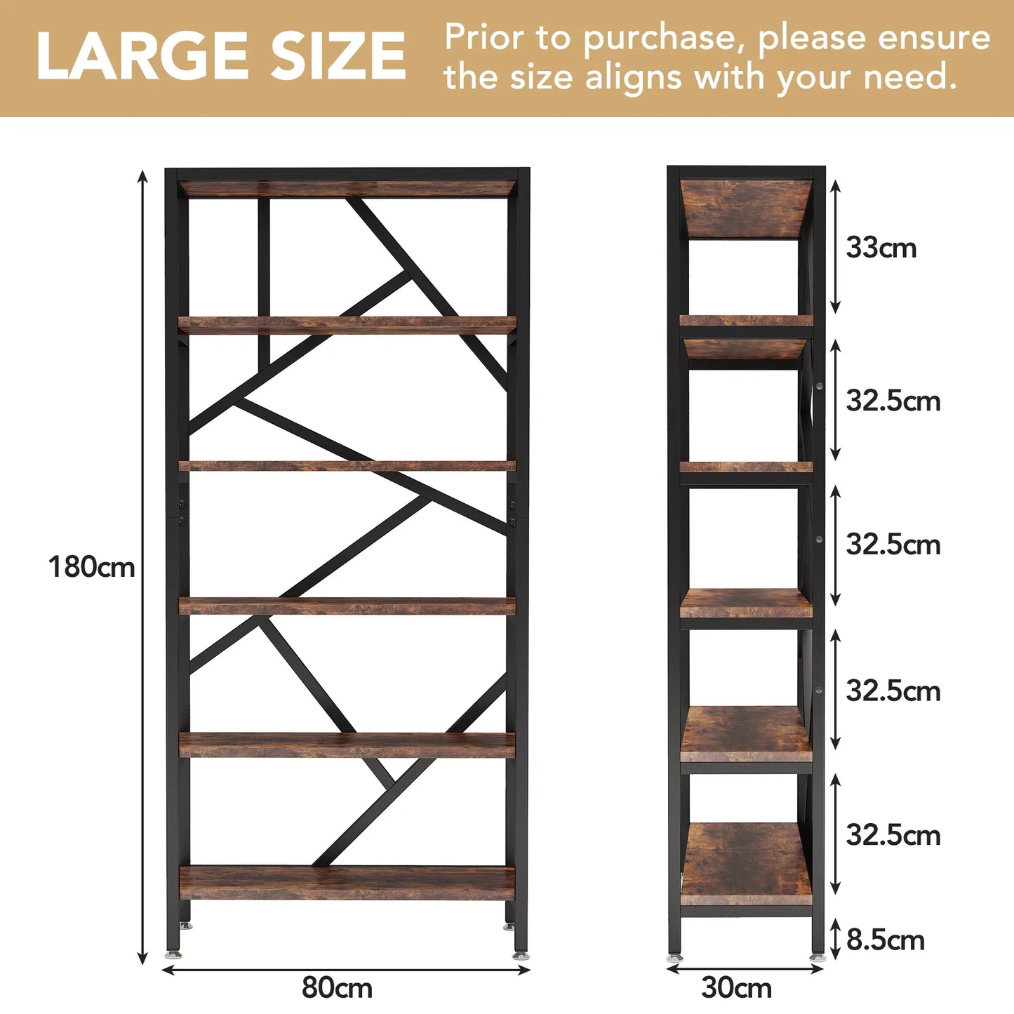 Industrial 5-Tier Bookcase