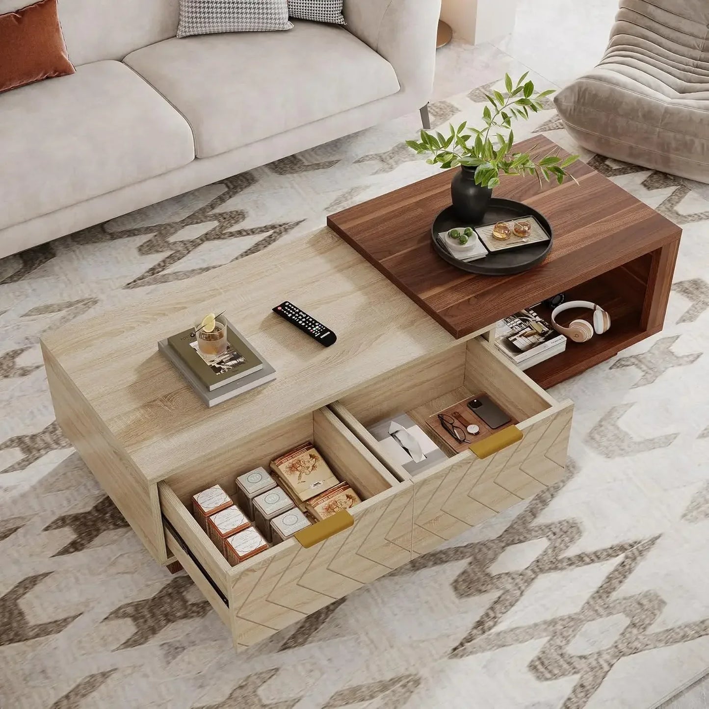 Extendable Dual‑Tone Coffee Table