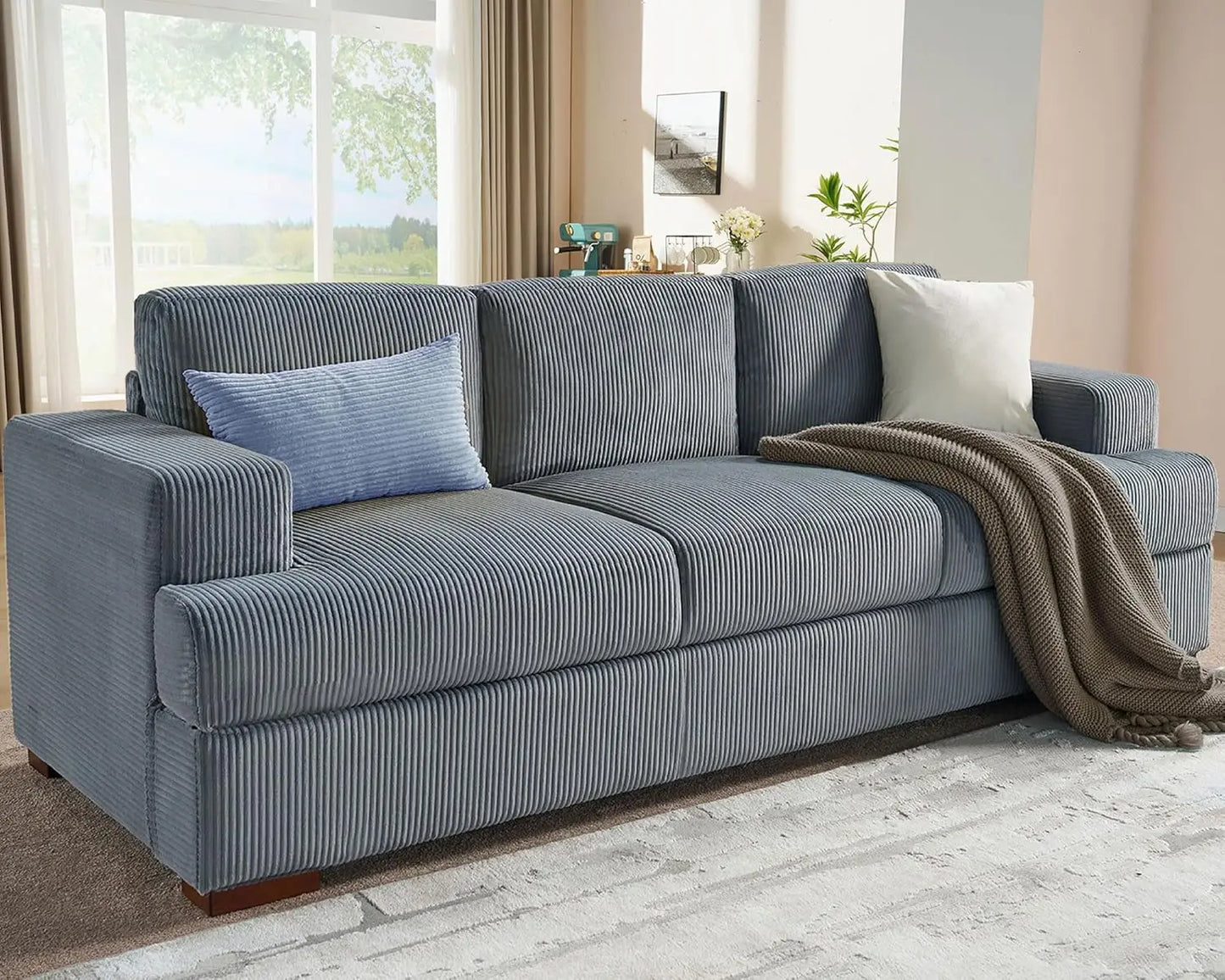 Grey Corduroy Sofa