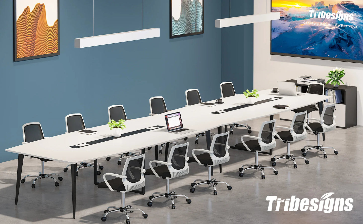 Boat-Shaped Conference Table
