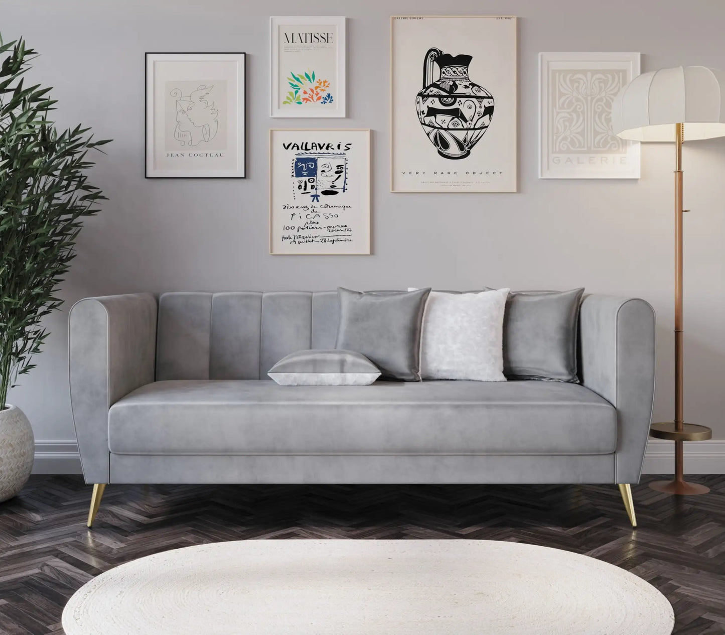 Velvet Flared Arm Sofa