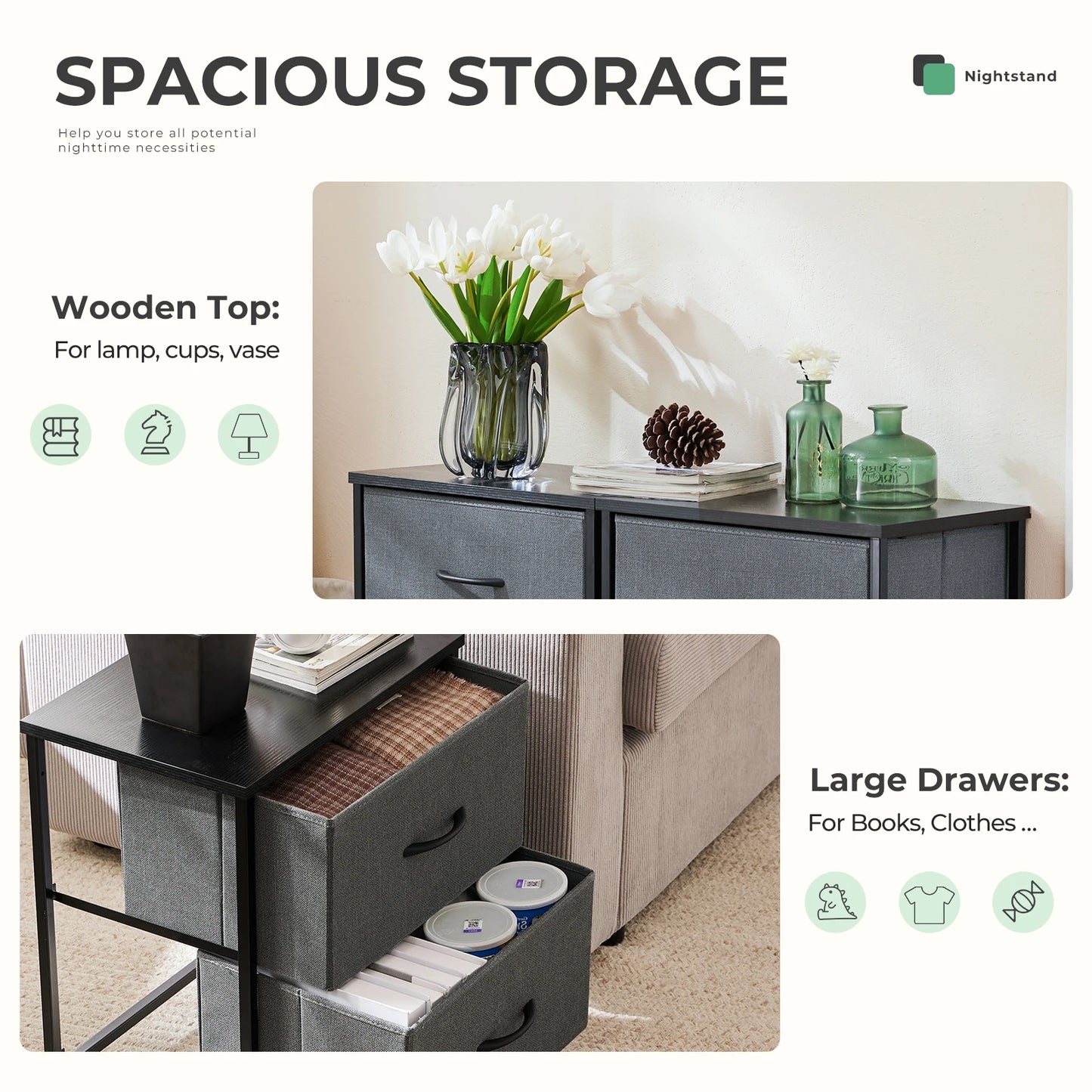 2-Drawer Living Room Cabinet