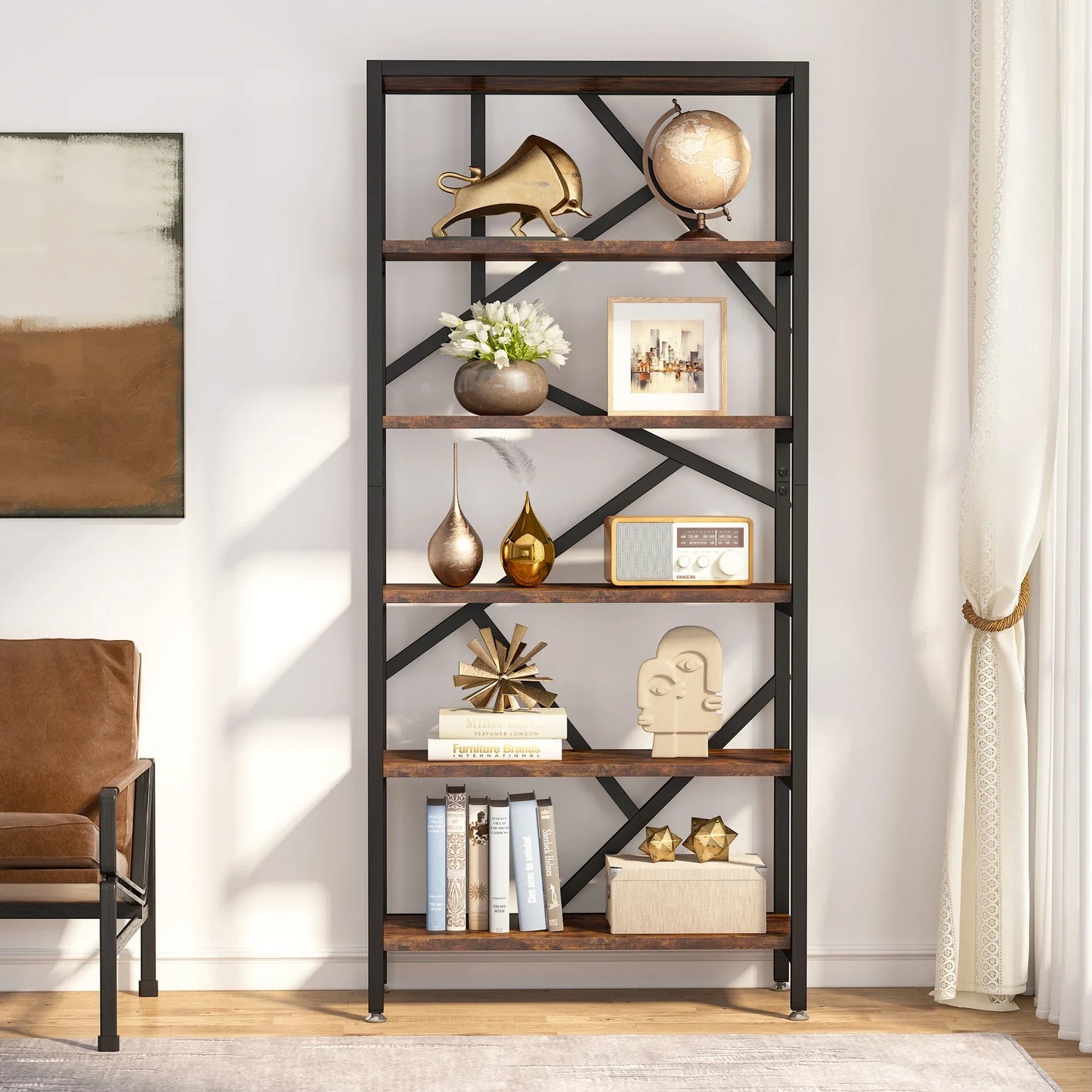Industrial 5-Tier Bookcase