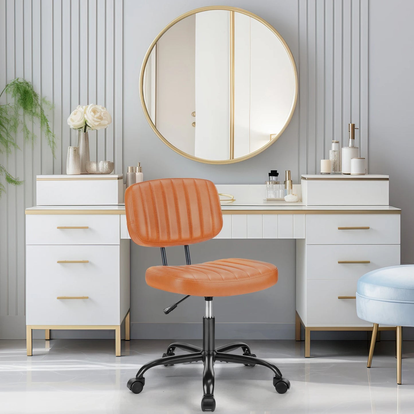 Armless Office Desk Chair with Lumbar Support