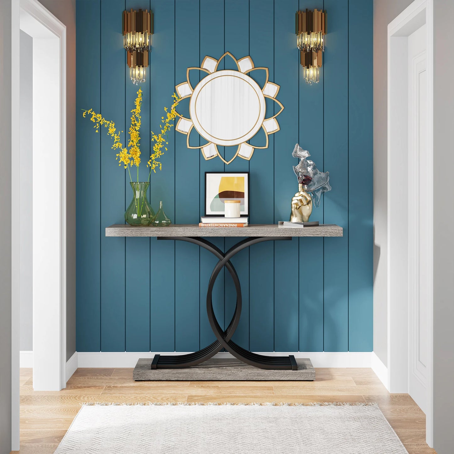 Gold Faux Marble Console