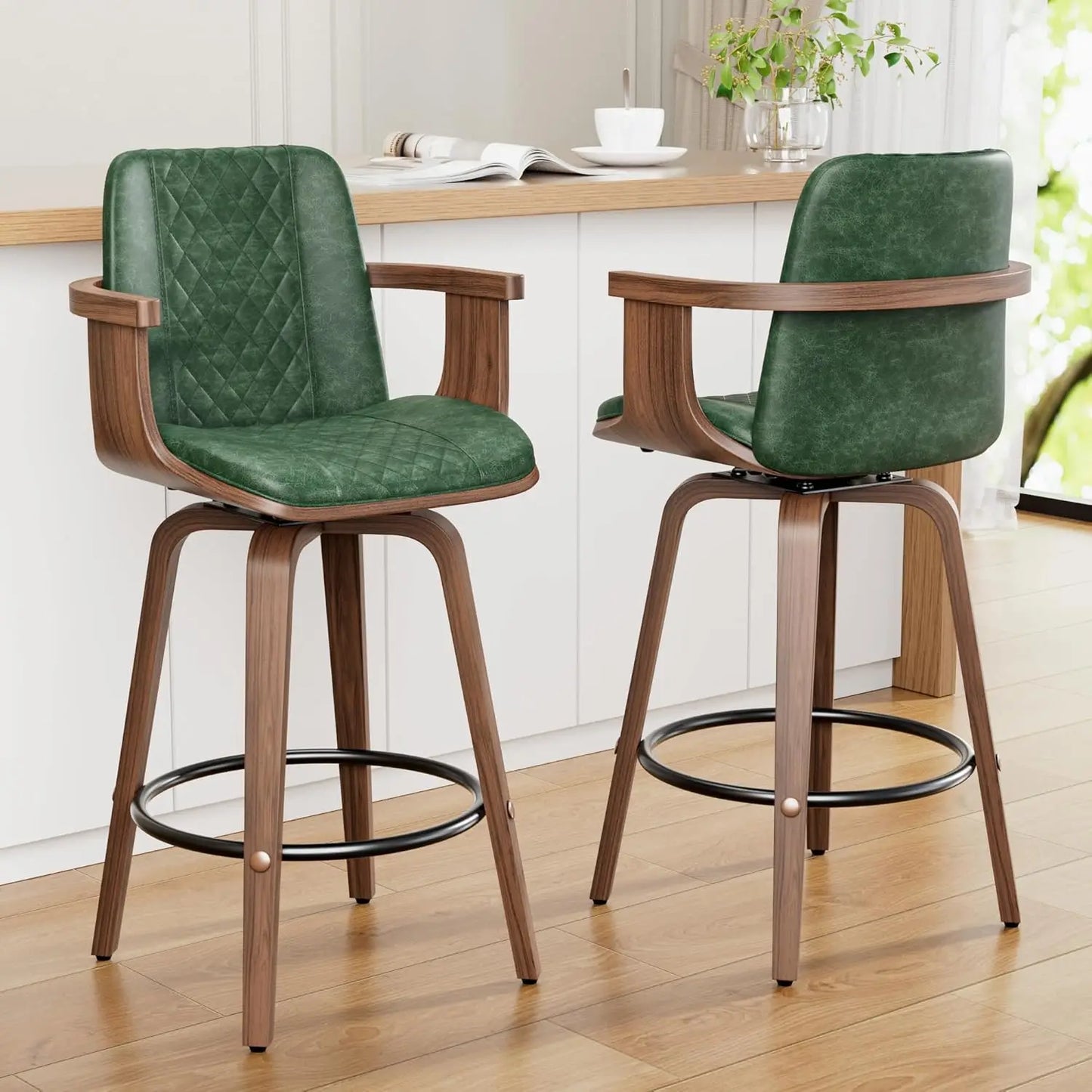 Rattan Mid-Century Bar Stools
