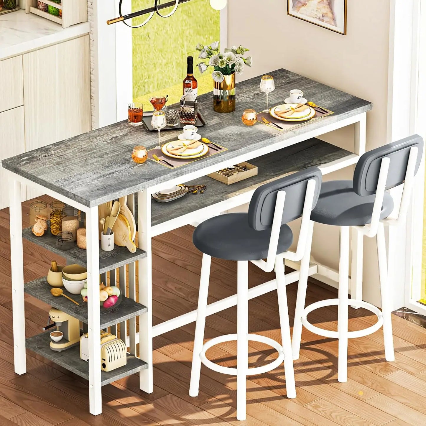 Rustic Bar Dining Set for 2