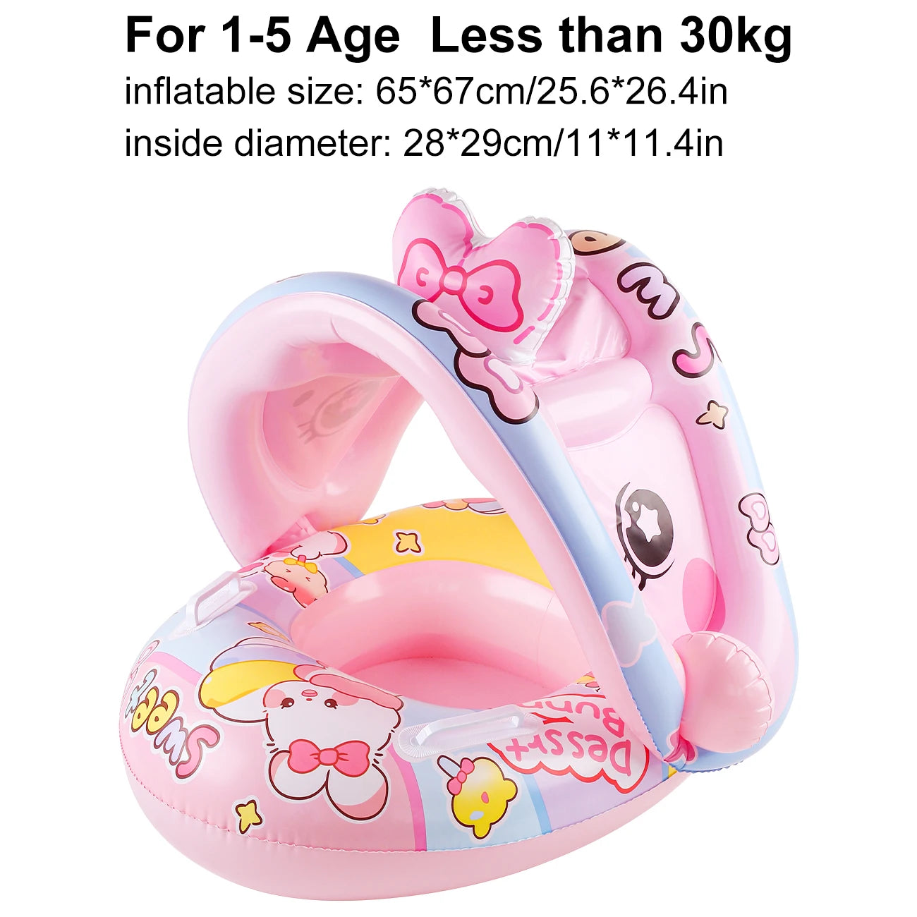 Cute Bunny Pink Inflatable Sunshade Lounger