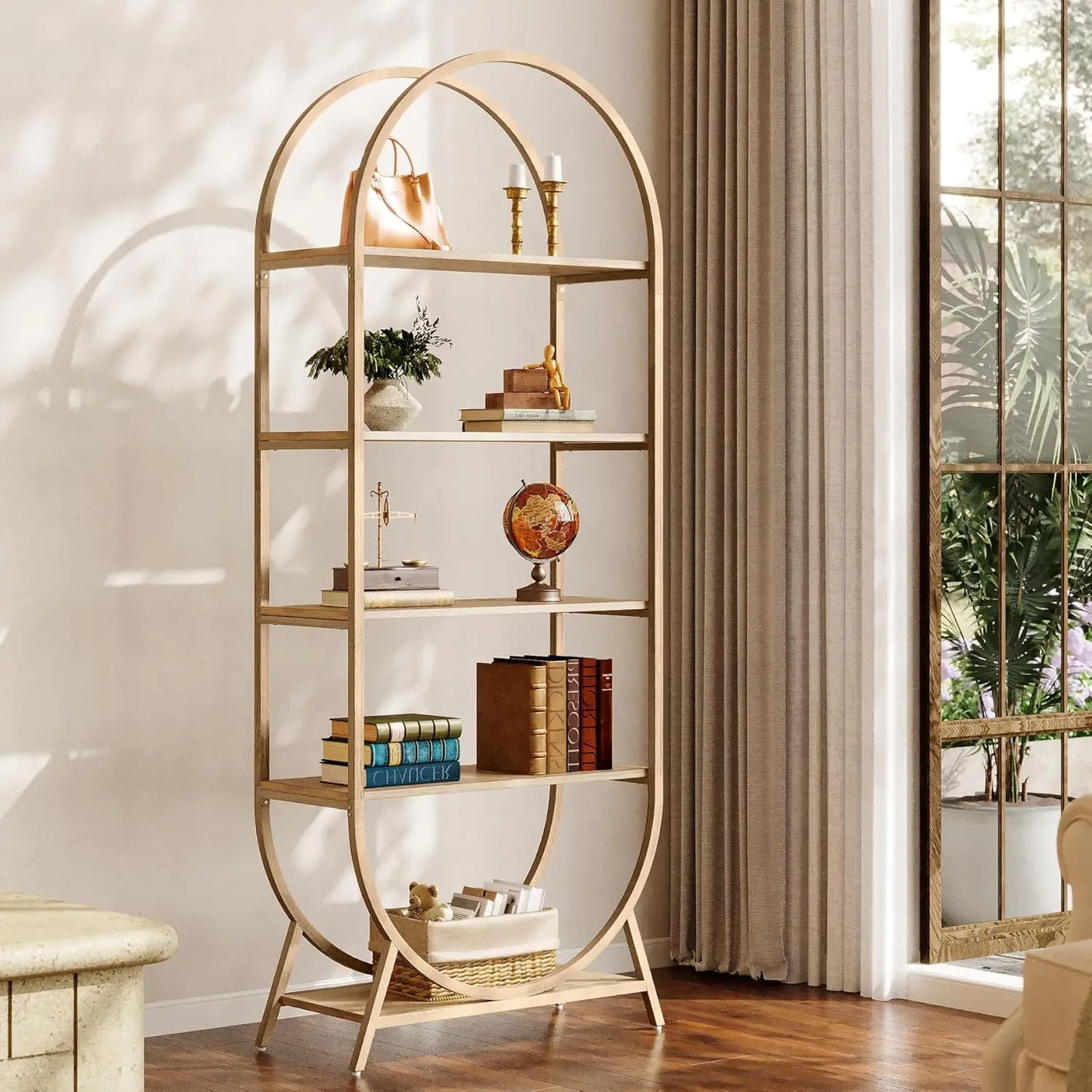 Arched 5‑Tier Bookcase