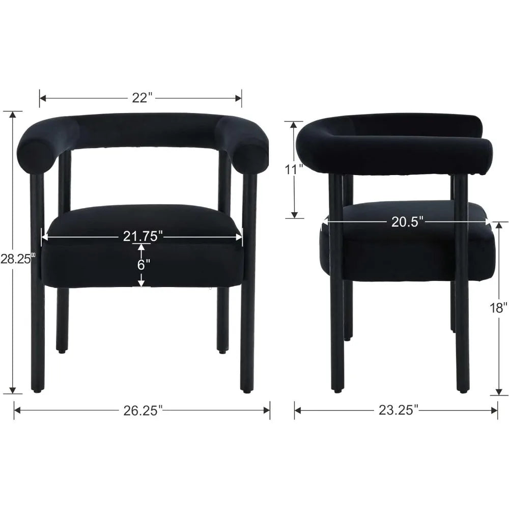 Mid-Century Barrel Dining Chairs – Set of 4 Curved Upholstered Armchairs with Wooden Legs