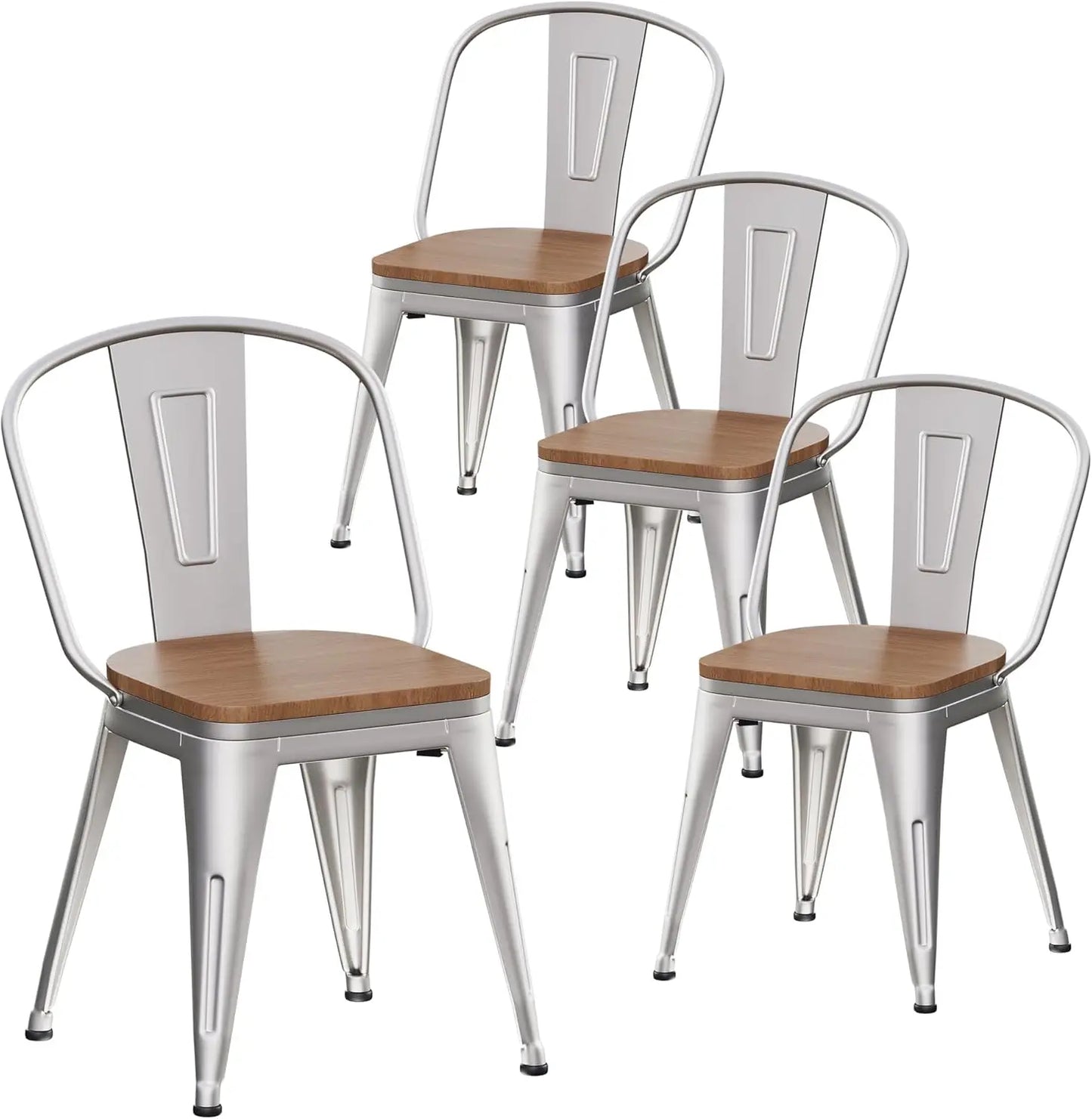 Set of 4 High Back Metal Chairs