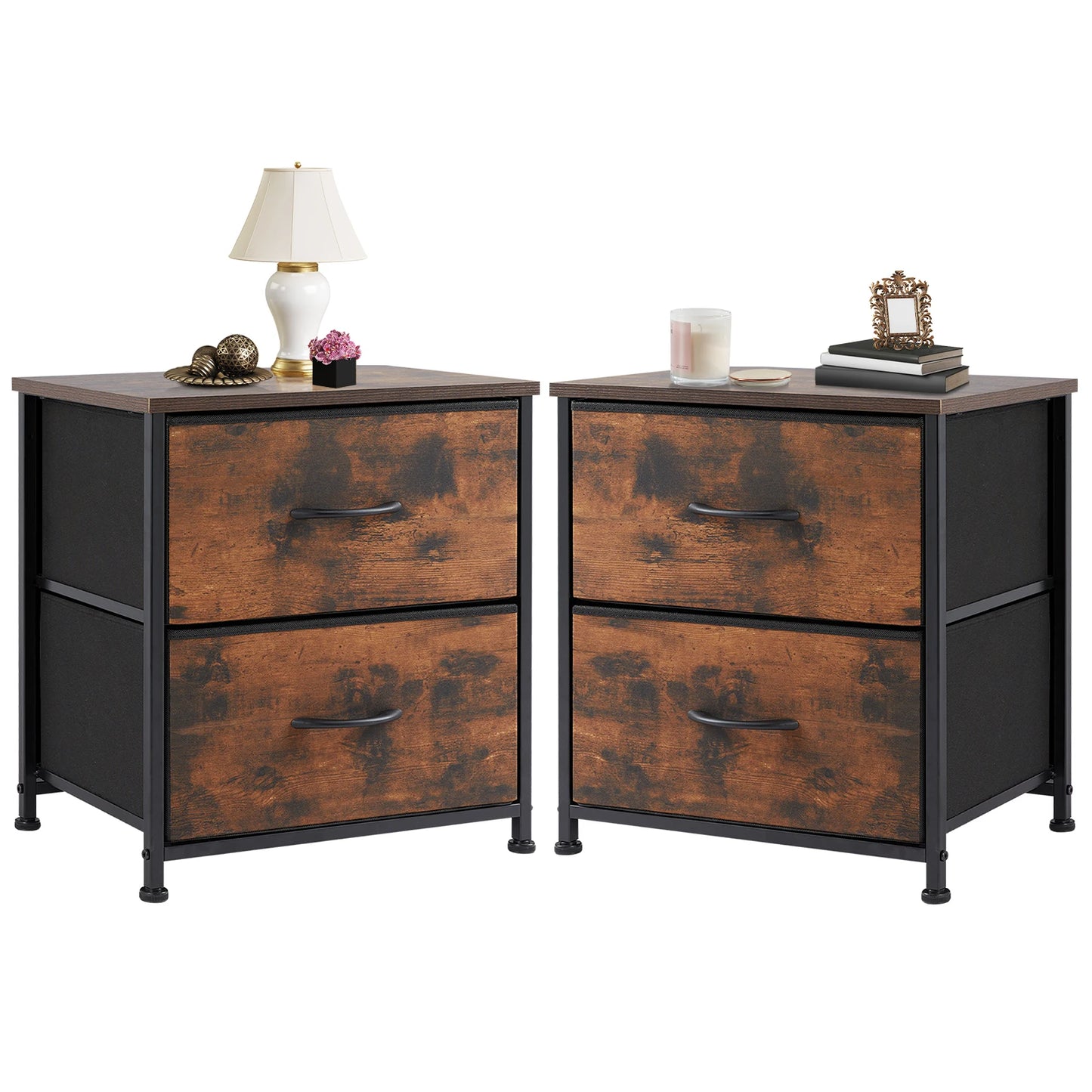 2-Drawer Fabric Nightstand