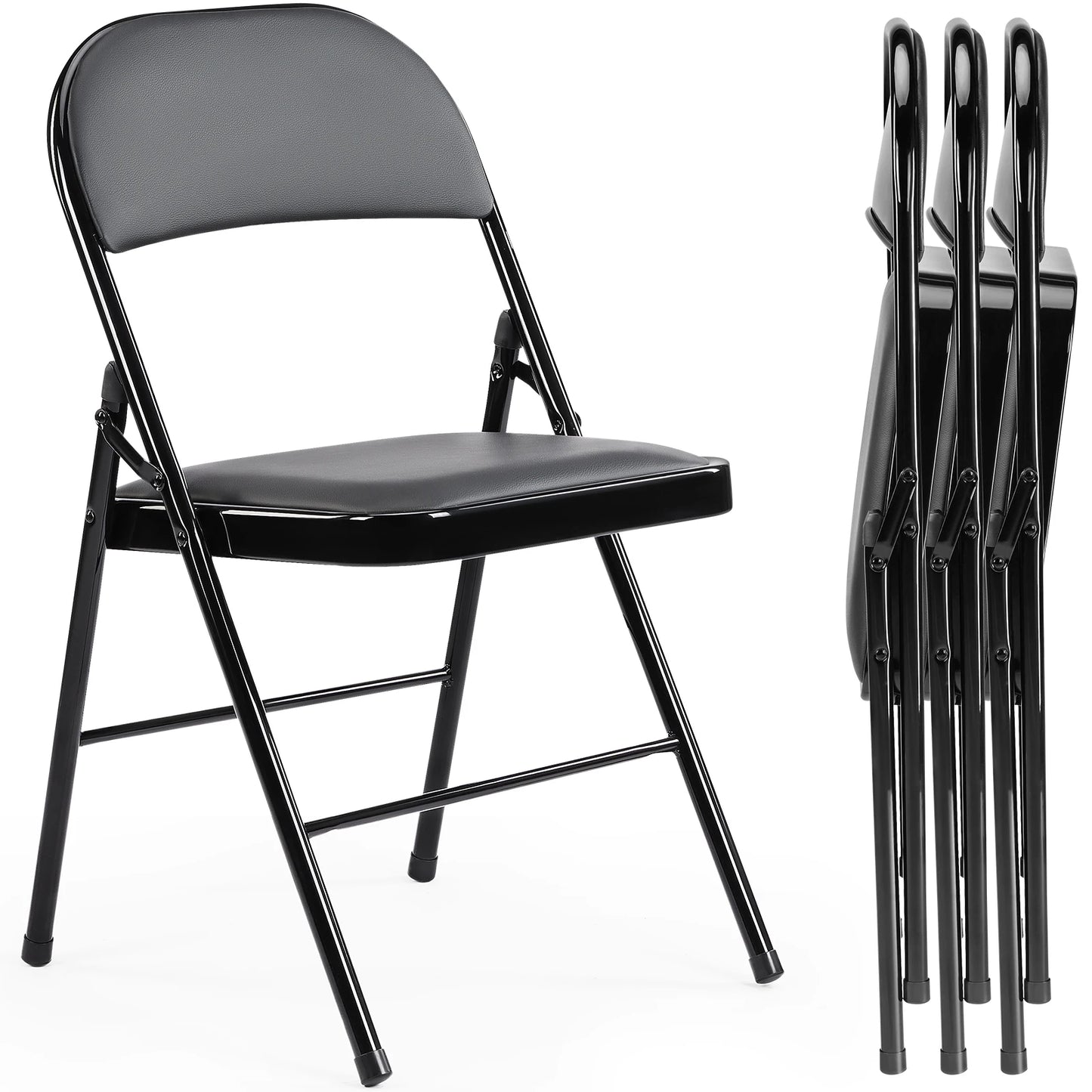 Leather Padded Folding Chairs (4-Pack)