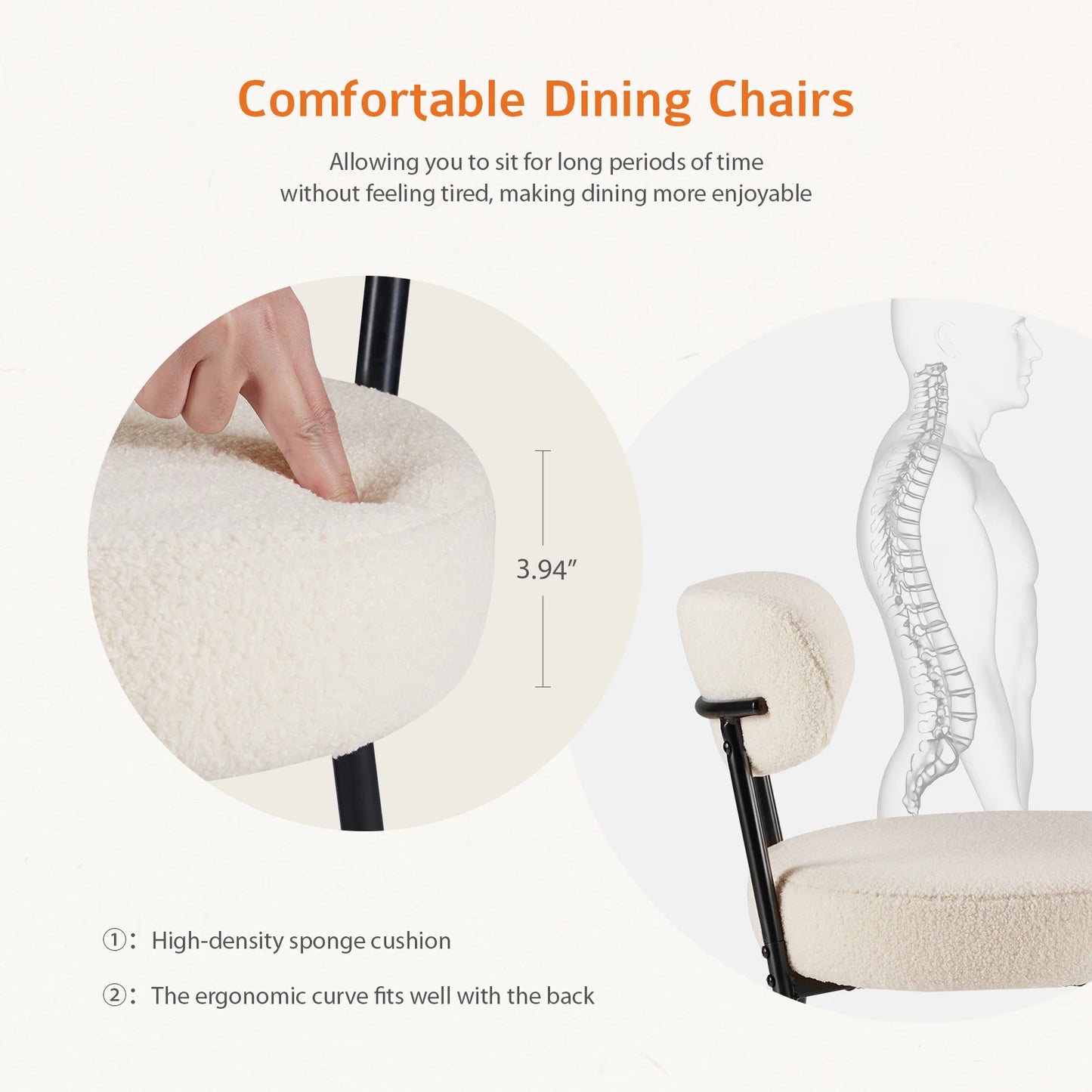 Ergonomic Round Dining Chairs (Set of 2)