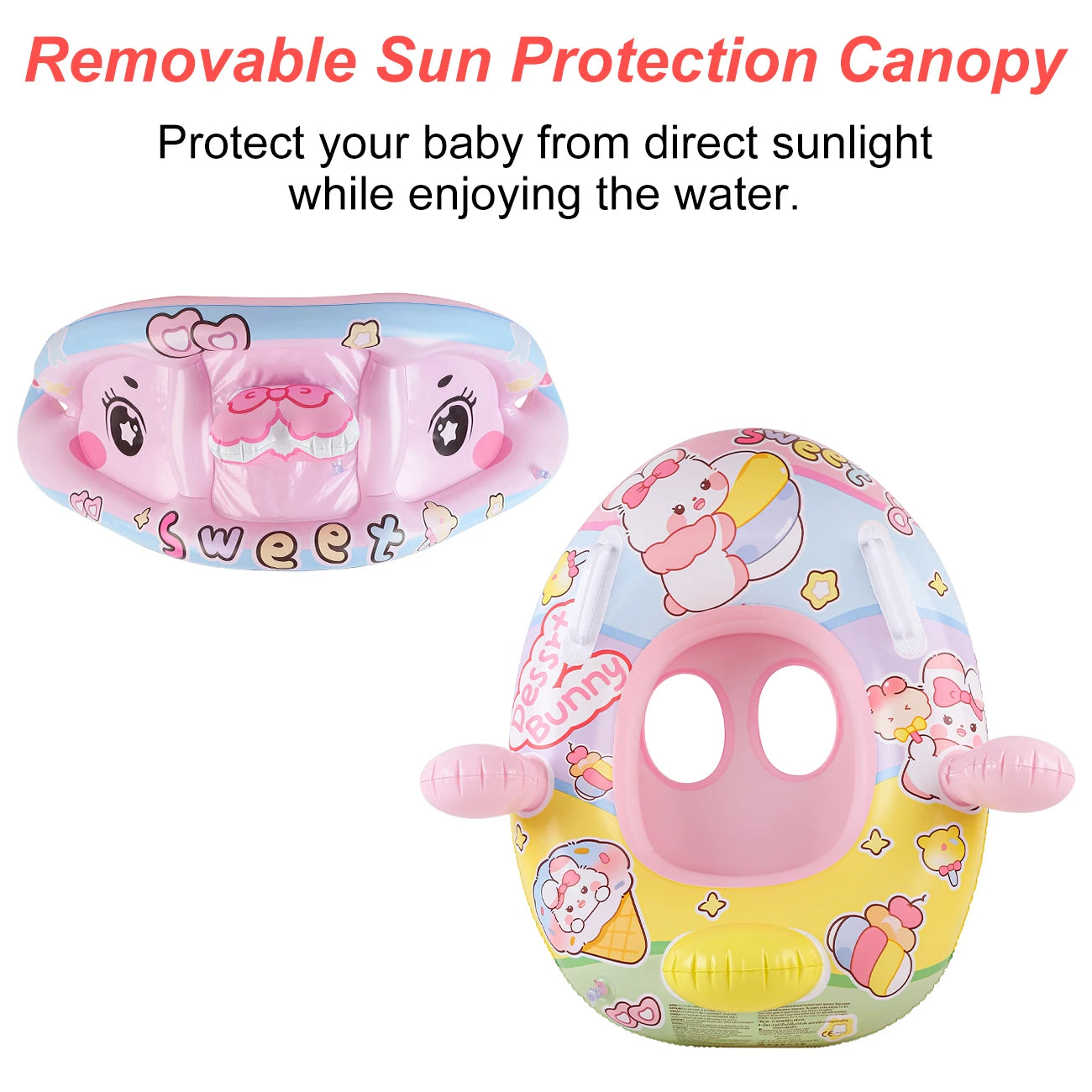 Cute Bunny Pink Inflatable Sunshade Lounger
