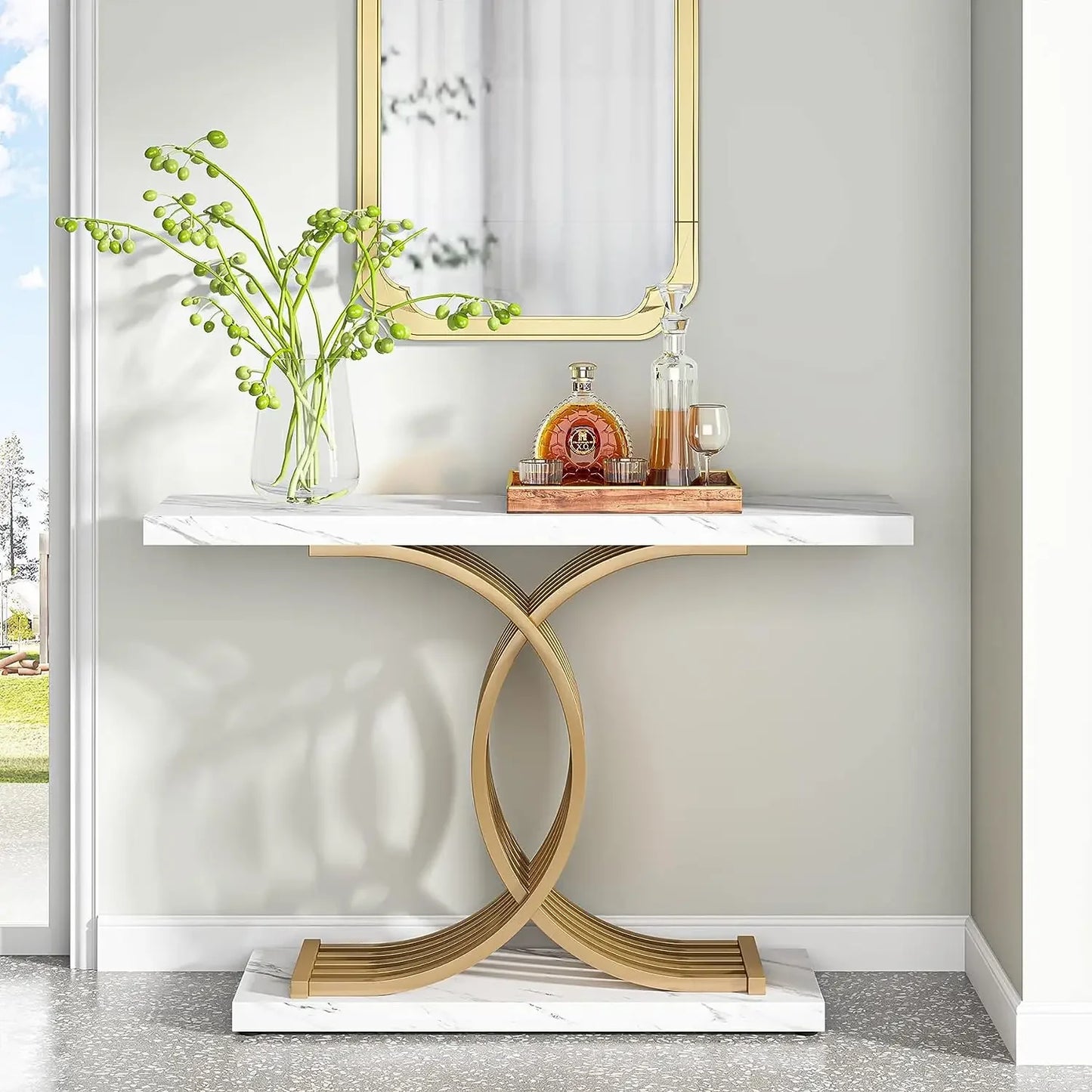 Gold Faux Marble Console