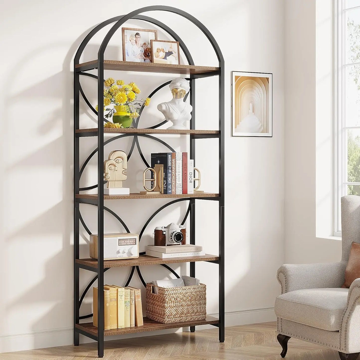 Arched 5‑Tier Bookcase