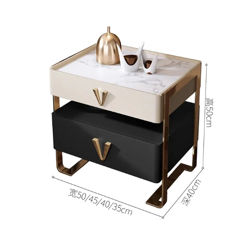 Elegant Nordic Nightstand – Trendy Bedside Table with Storage and Carved Detailing