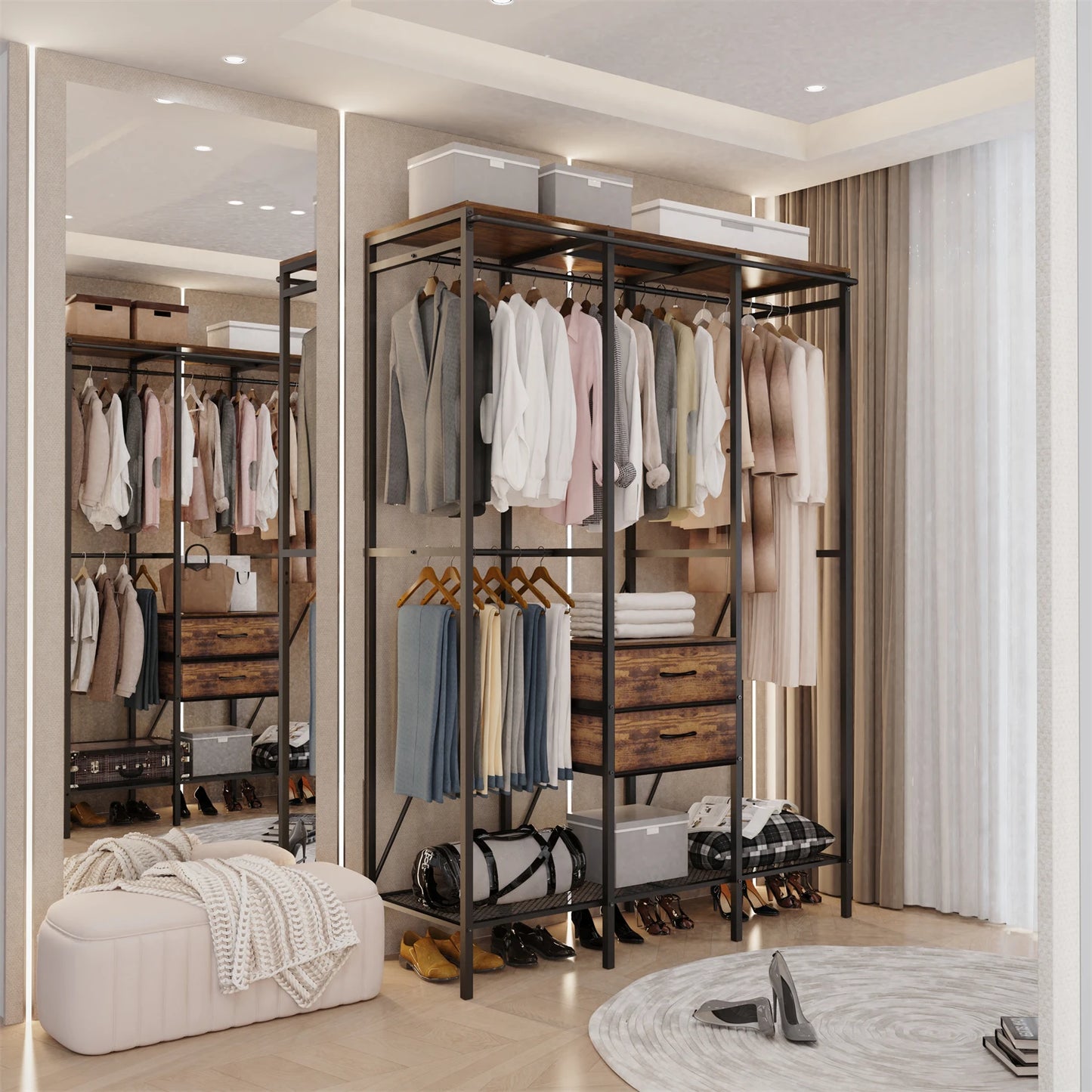 XXL Industrial Open Wardrobe with Drawers