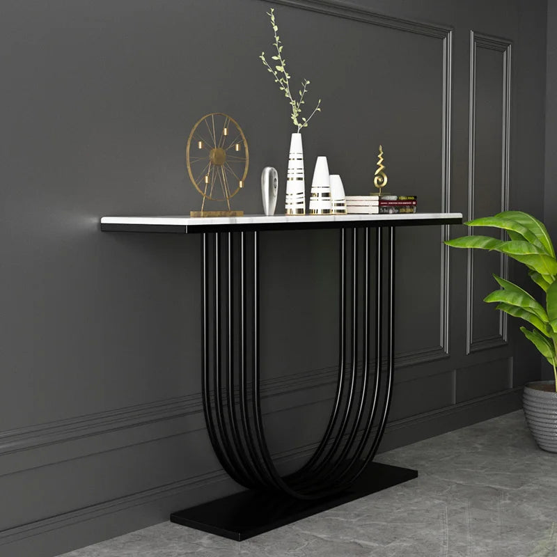 Salon Modern Corner Table – Italian Luxury Metal Console for Hallway and Living Room