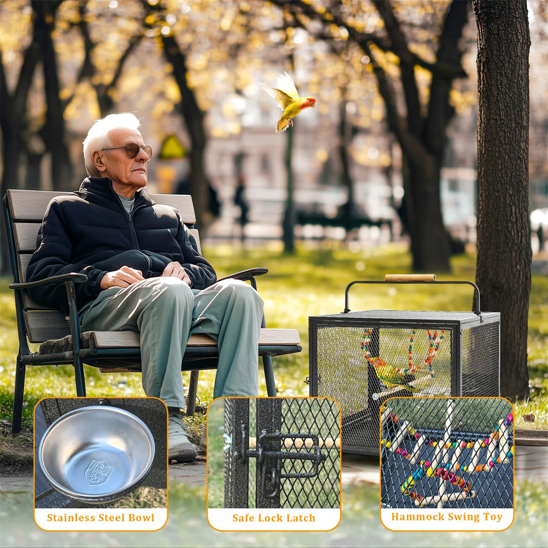 Portable Bird Cage with Hammock and Tray