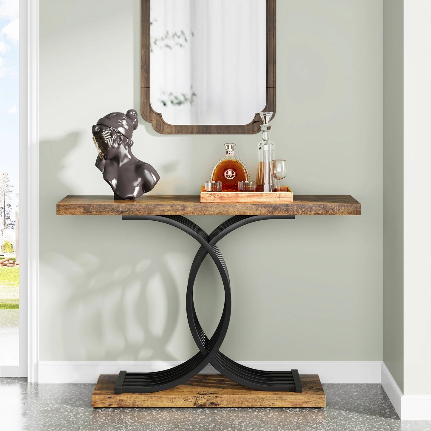 Gold Faux Marble Console