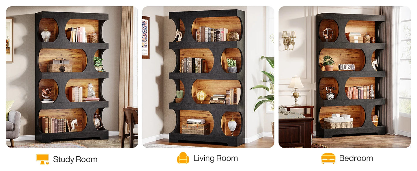 4 Tier Black Bookcase