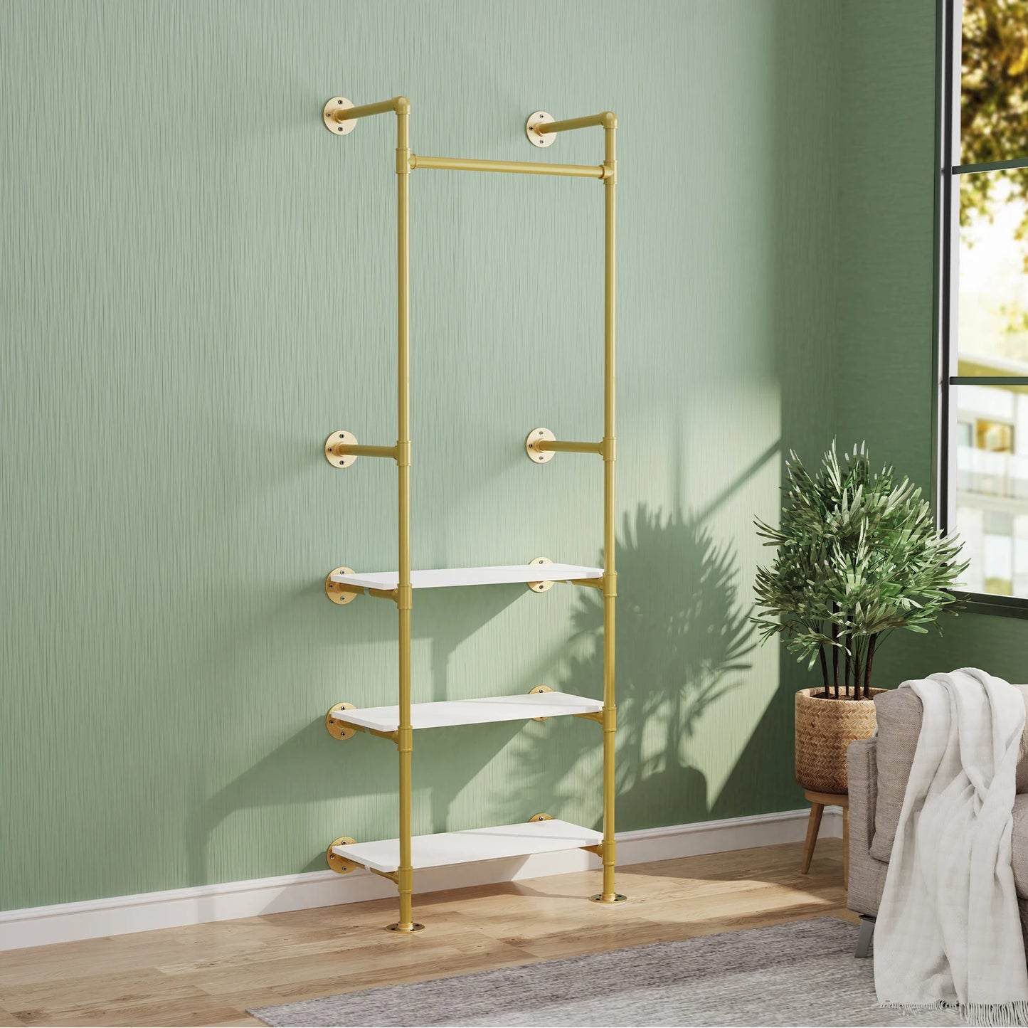 Industrial Pipe Wall Garment Rack