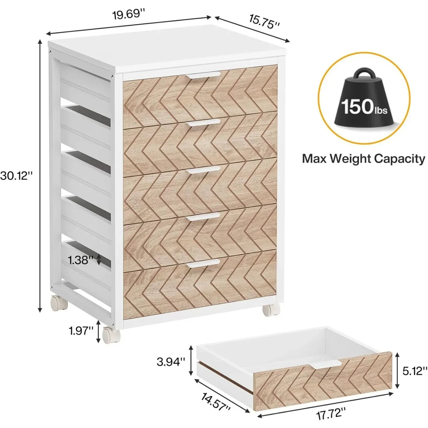 Mobile 5‑Drawer Cabinet