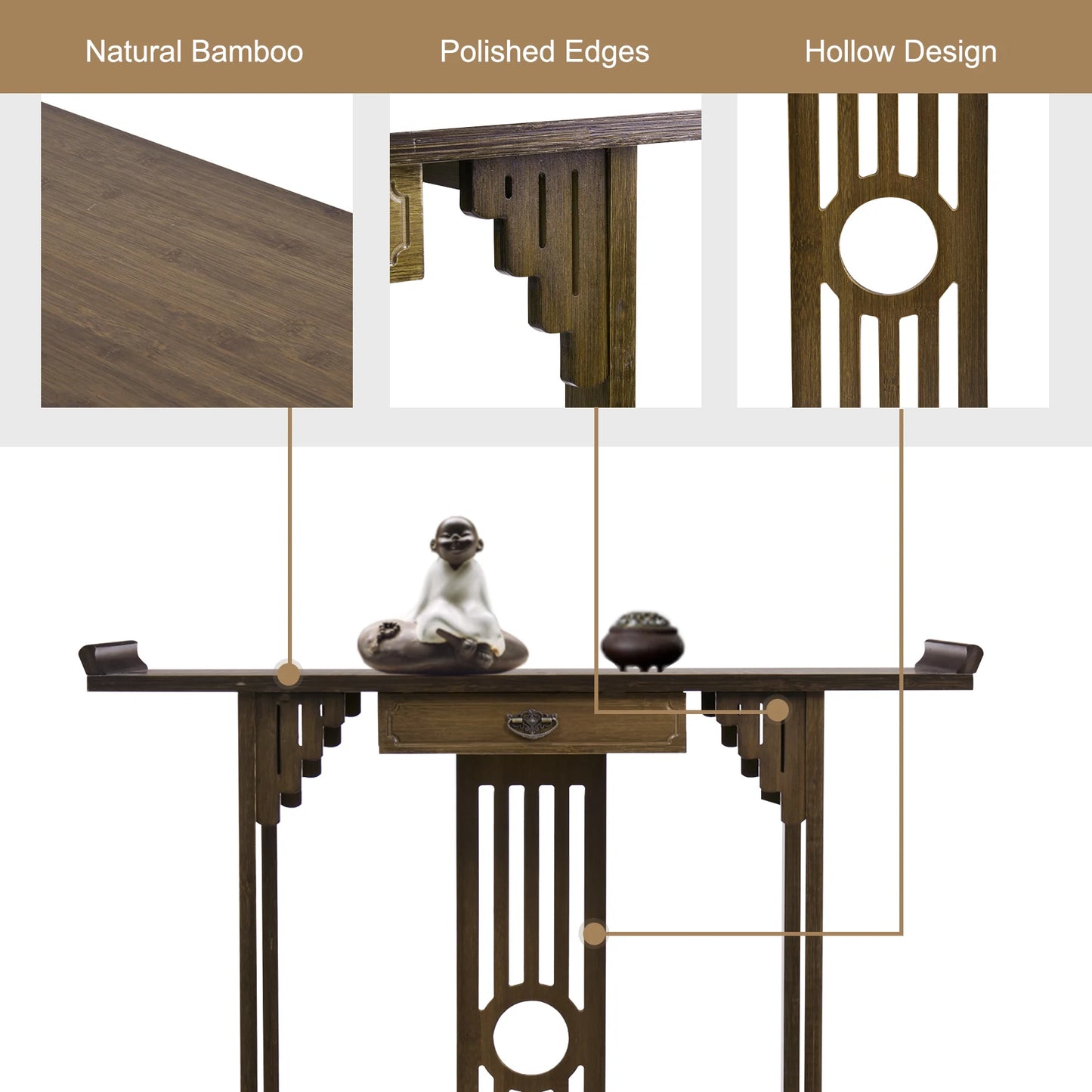 Chinese Style Console Table with Drawer & Shelf