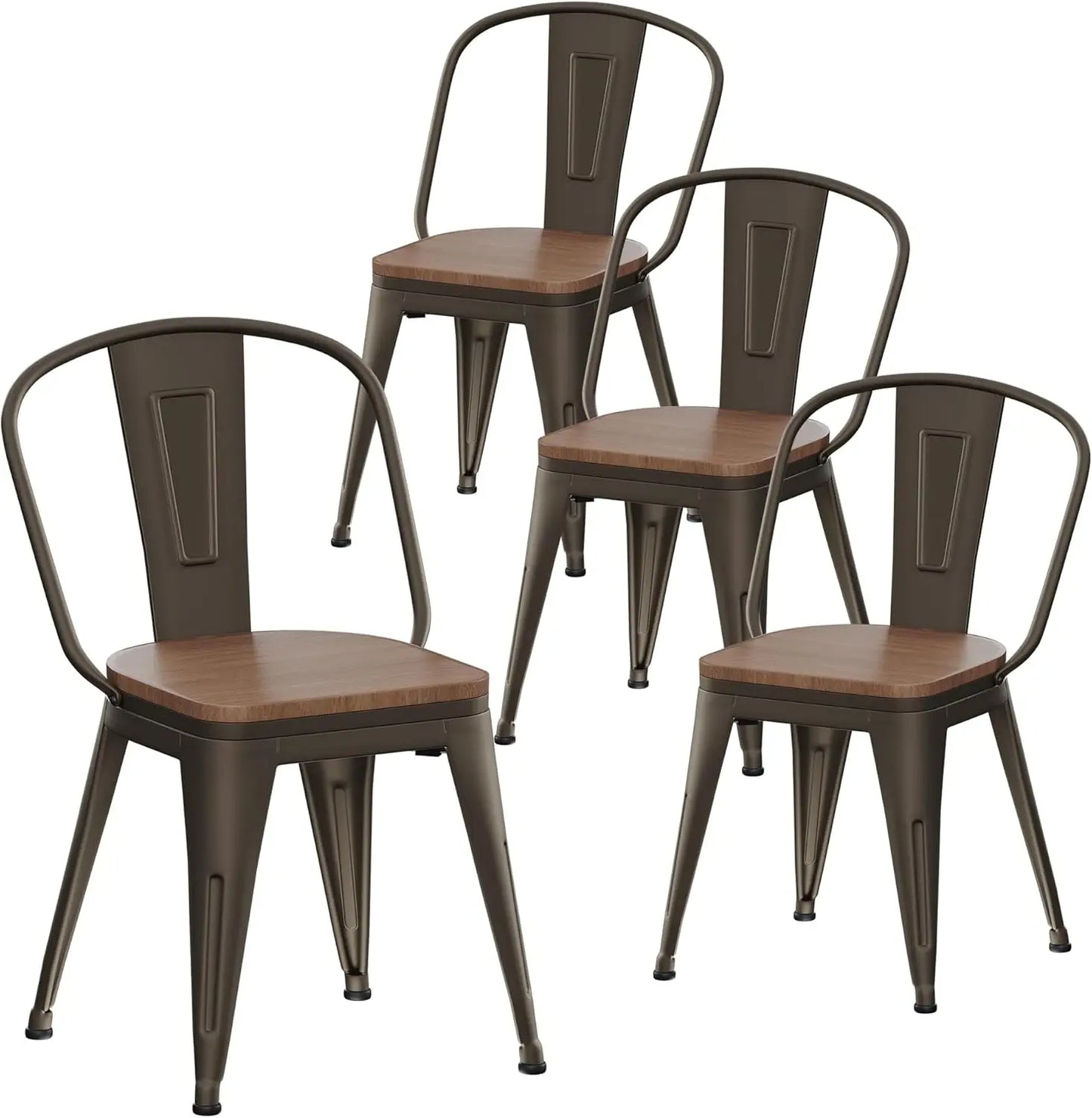 Set of 4 High Back Metal Chairs