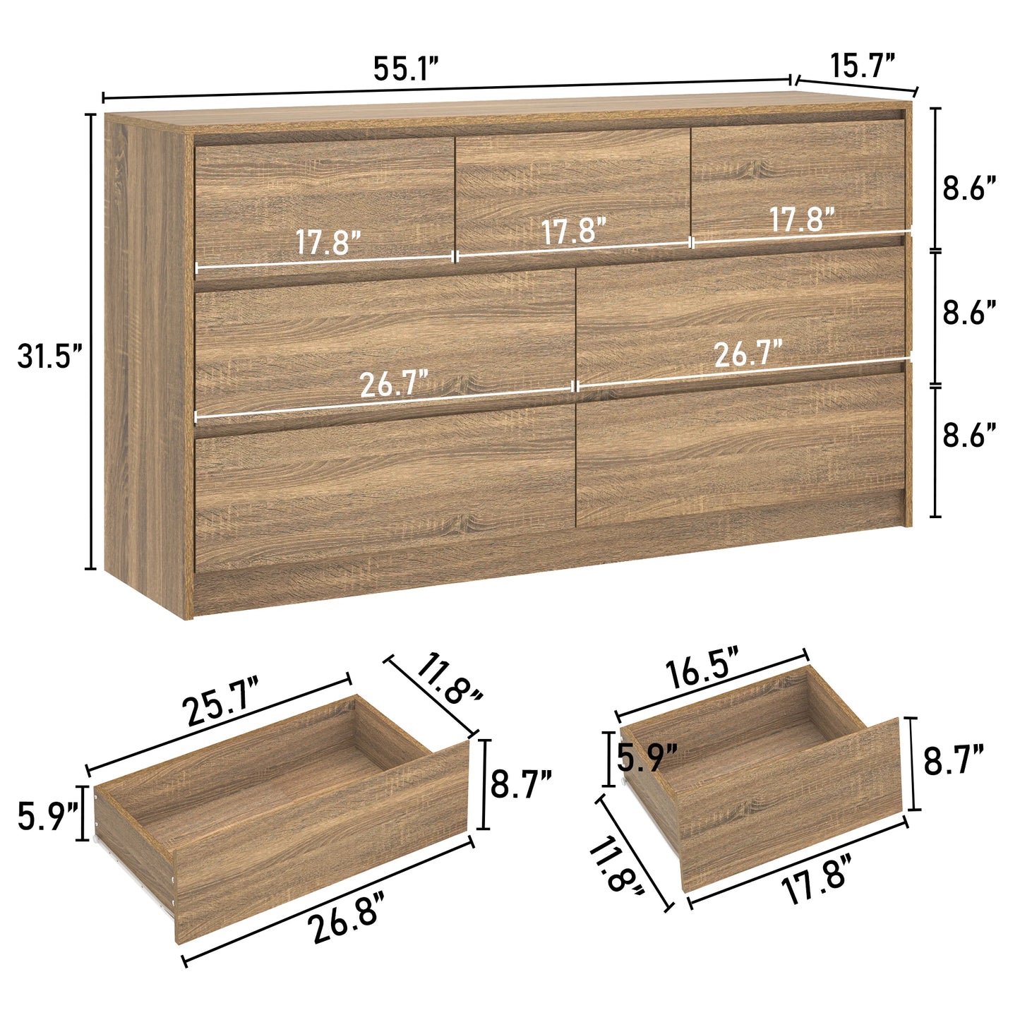 7 Drawer Dresser for Bedroom