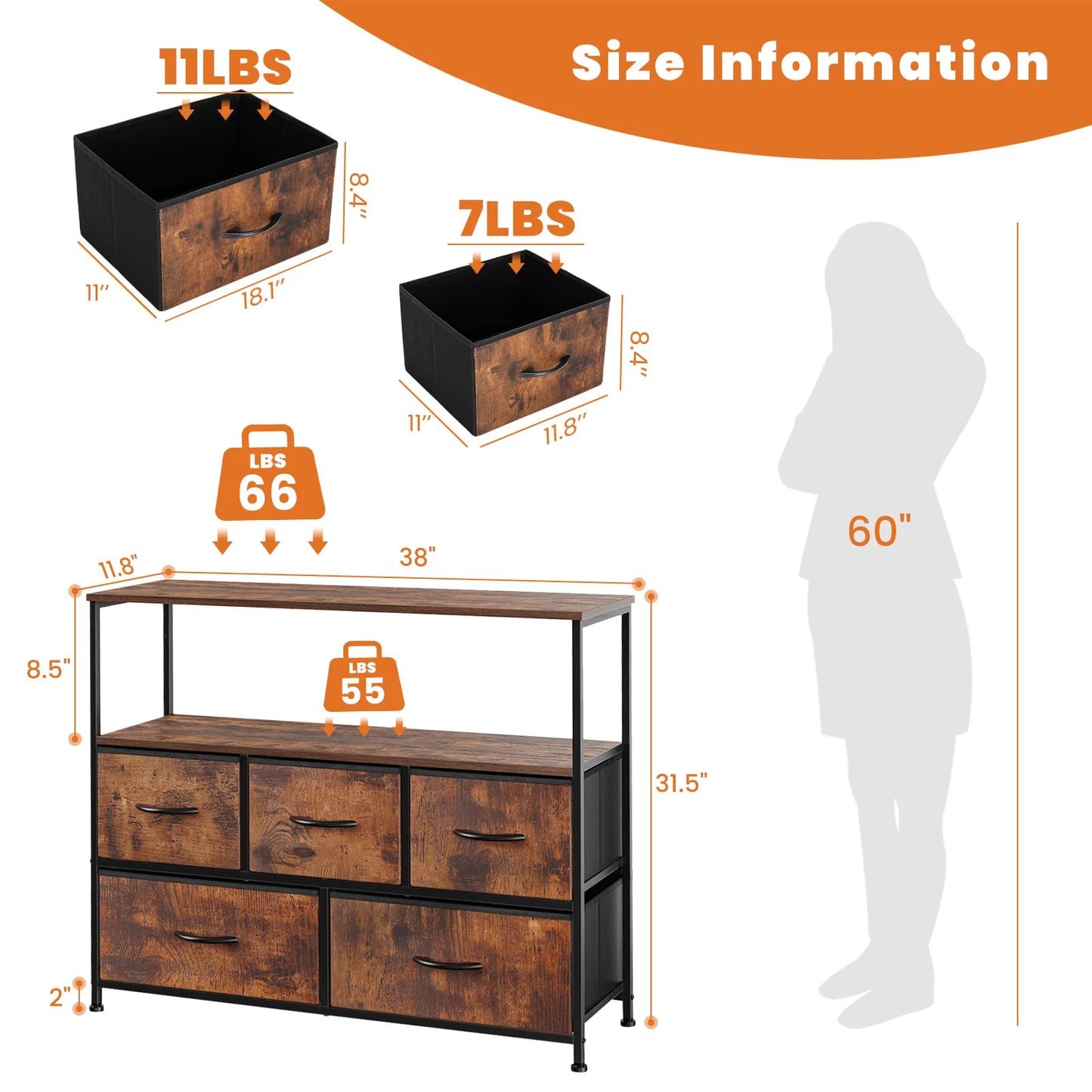 5-Drawer Shoe Cabinet TV Stand