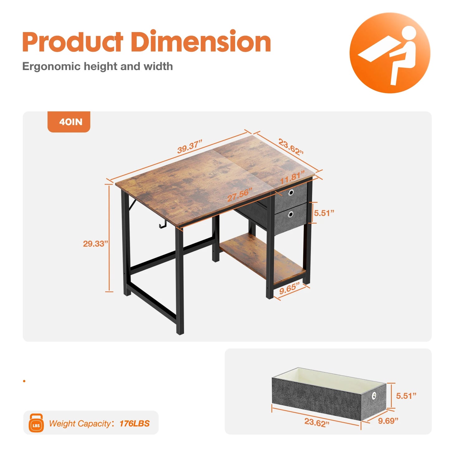 55-Inch Computer Desk with Drawers