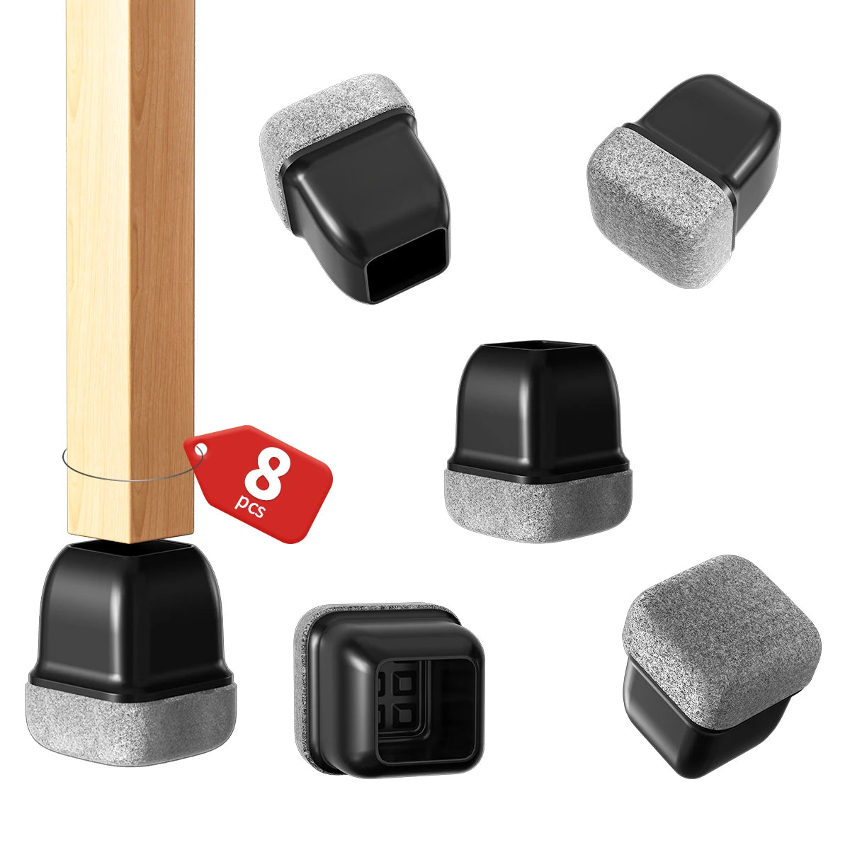 Black Chair Leg Floor Protectors