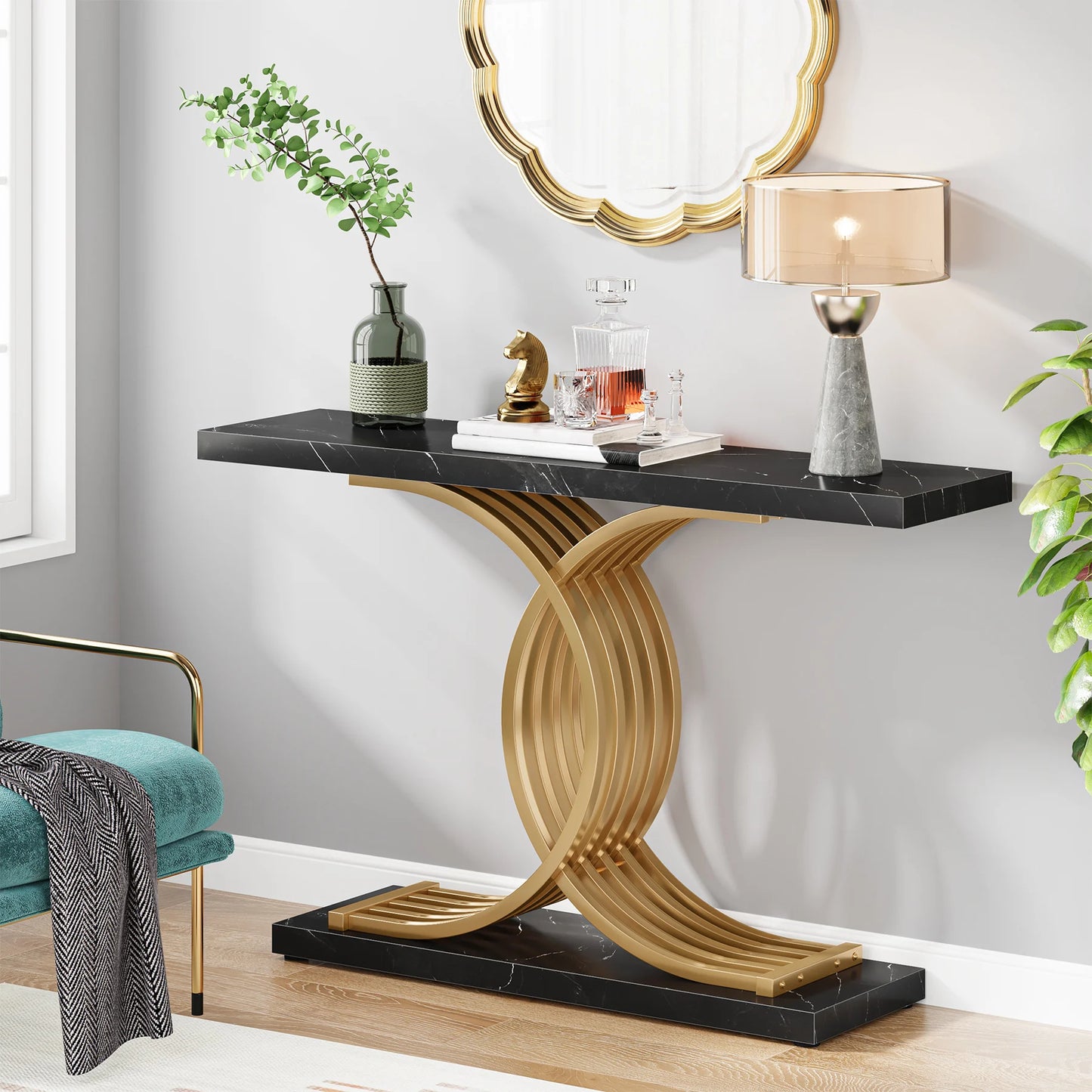 Gold Faux Marble Console