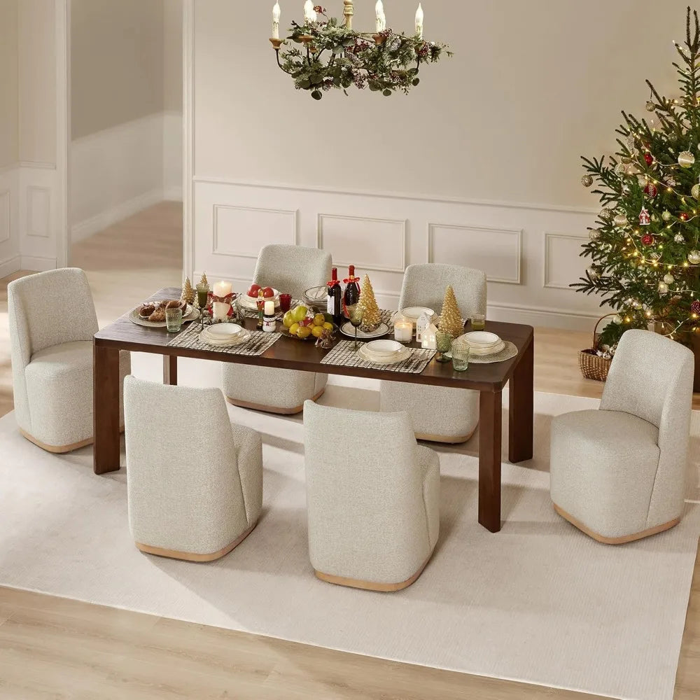 Boucle Rolling Dining Chairs