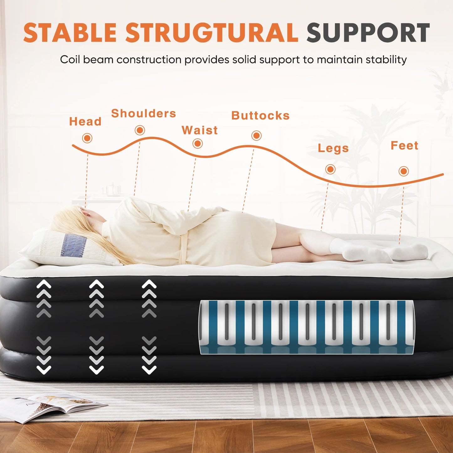 Queen Twin Size Air Mattress with Built-in Pump