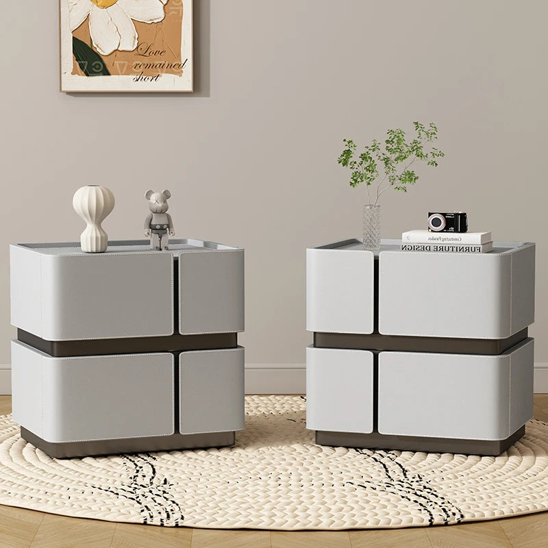 Set of 2 Modern Nordic Night Tables – Italian Minimalist Storage Bedside Furniture