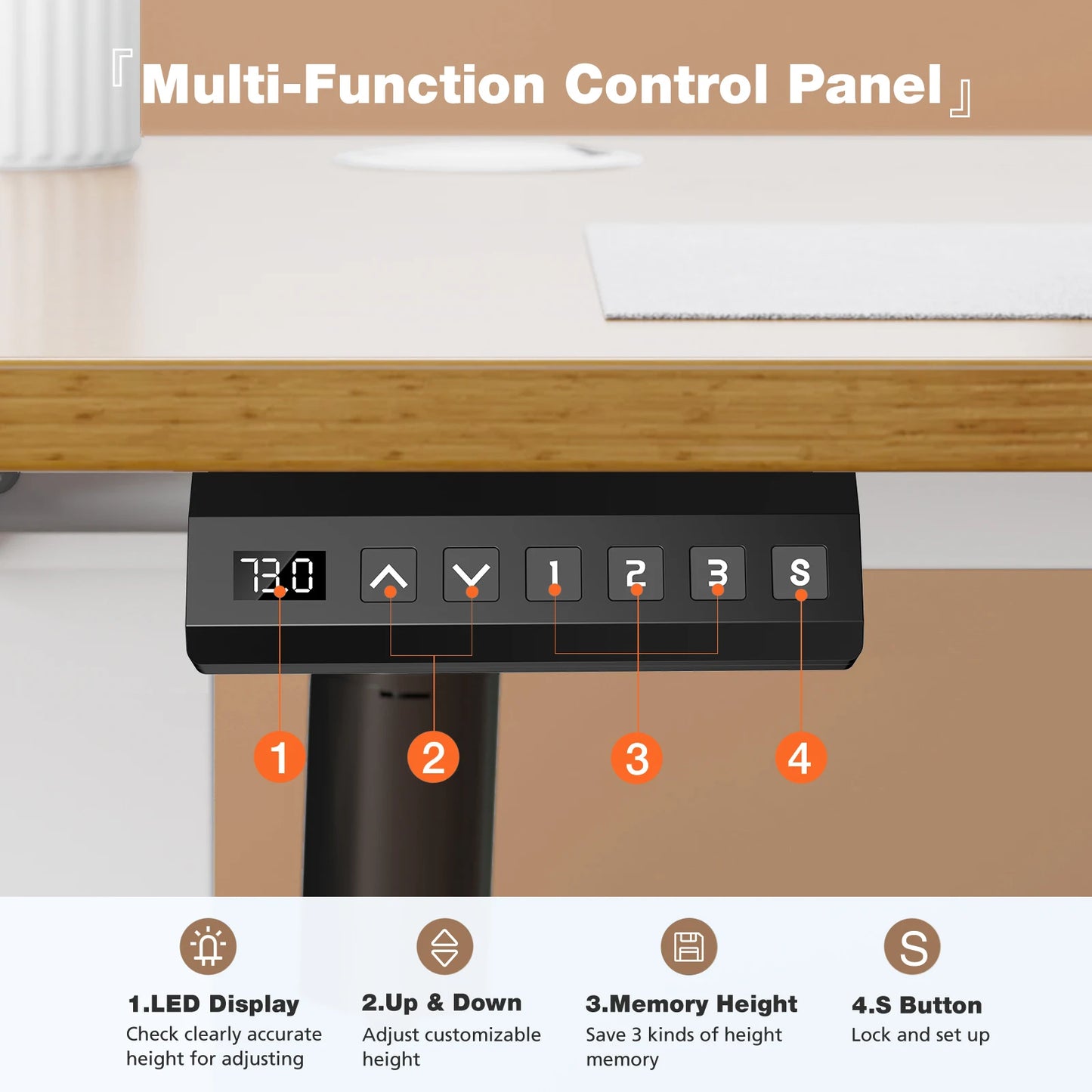 Electric Height Adjustable Standing Desk – 40x24 Inch