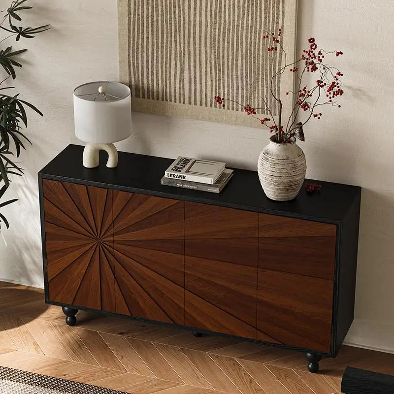 Retro Nordic Living Room Cabinet – Classic Glam Display & Storage Unit