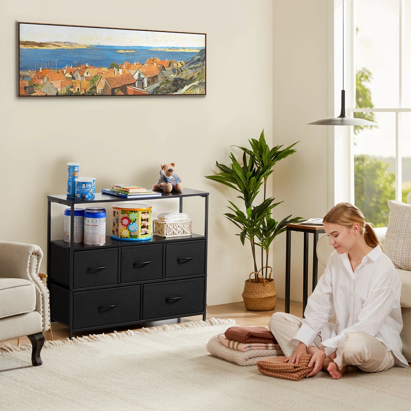 5-Drawer Shoe Cabinet TV Stand