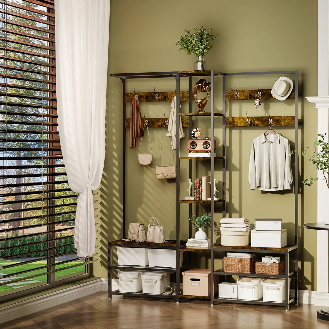 Corner Coat Rack Bench