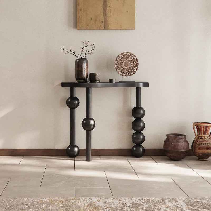 Luxury Corner Console Table – Modern Wooden Entryway Table for Elegant Hall and Living Room Spaces