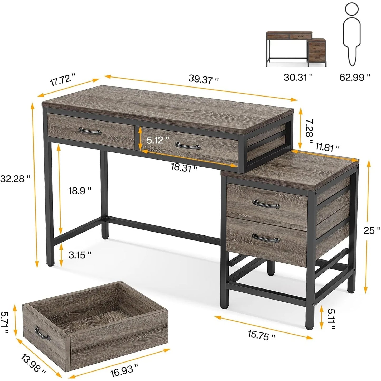 5 Drawer Vanity Desk