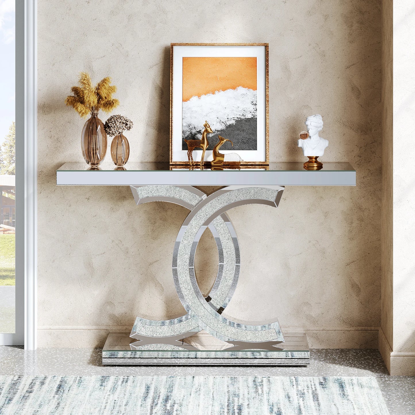Gold Faux Marble Console