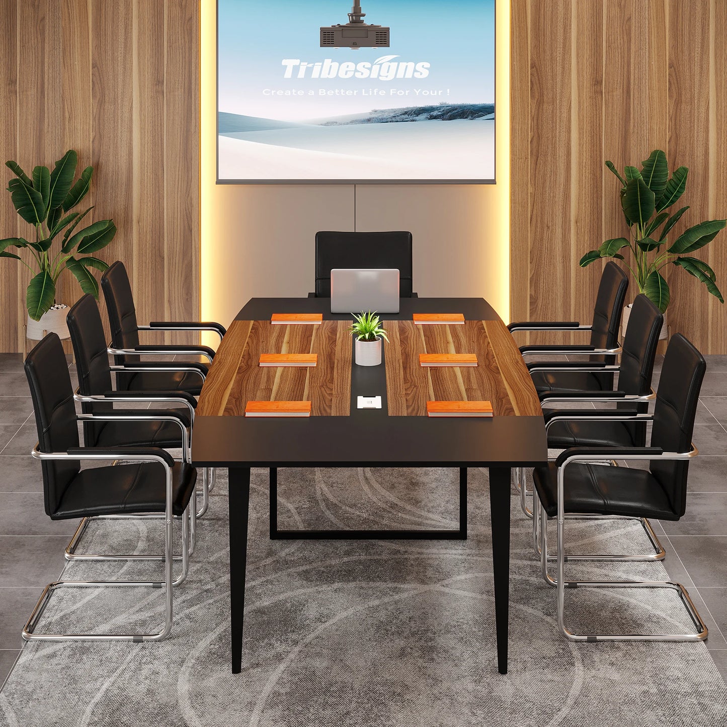 Boat-Shaped Conference Table