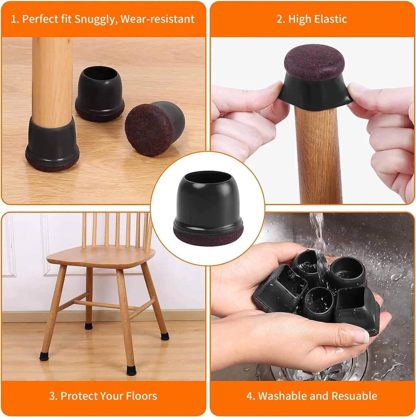 Chair Leg Floor Protectors with Felt Pads (8PCS)