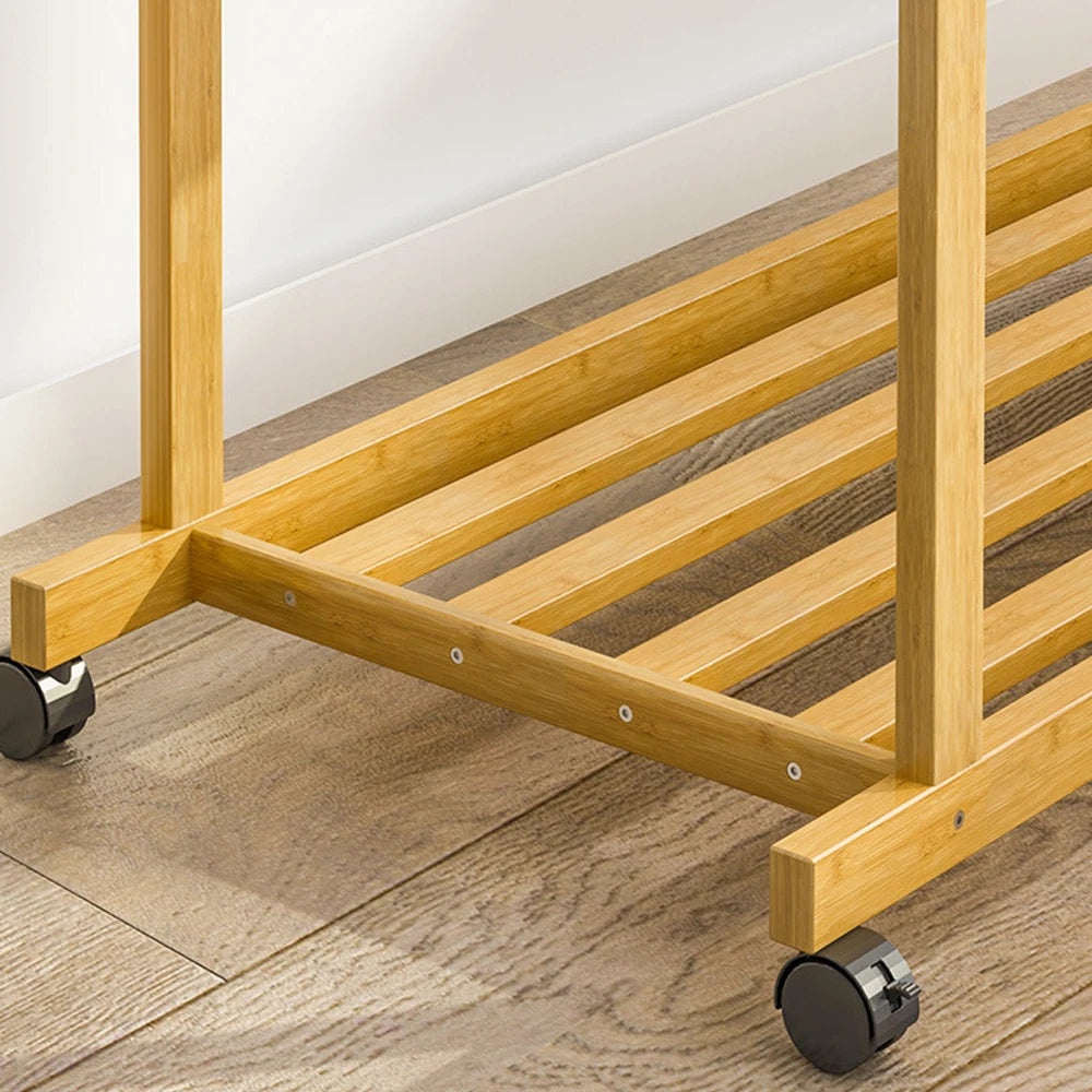 Bamboo Rolling Clothes Rack
