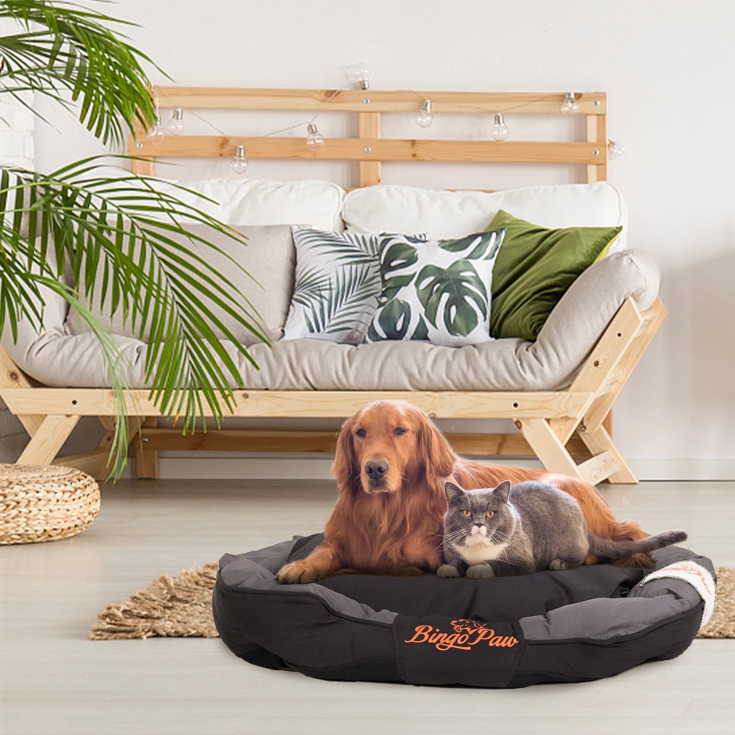 All-Season Oxford Dog Bed with Removable Cushion